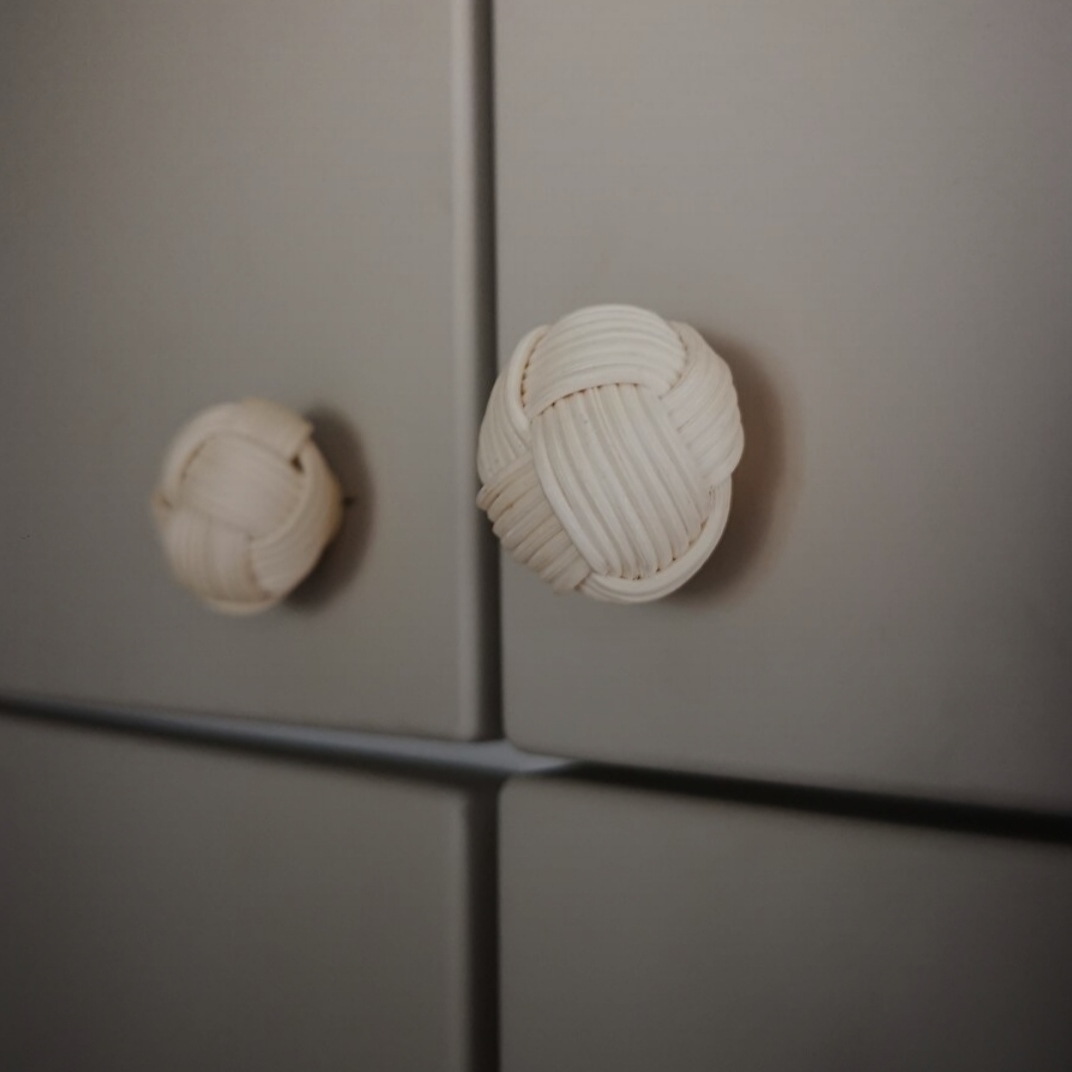 Natural Rattan Mantar Kulp, Hasır Düğme Kulp