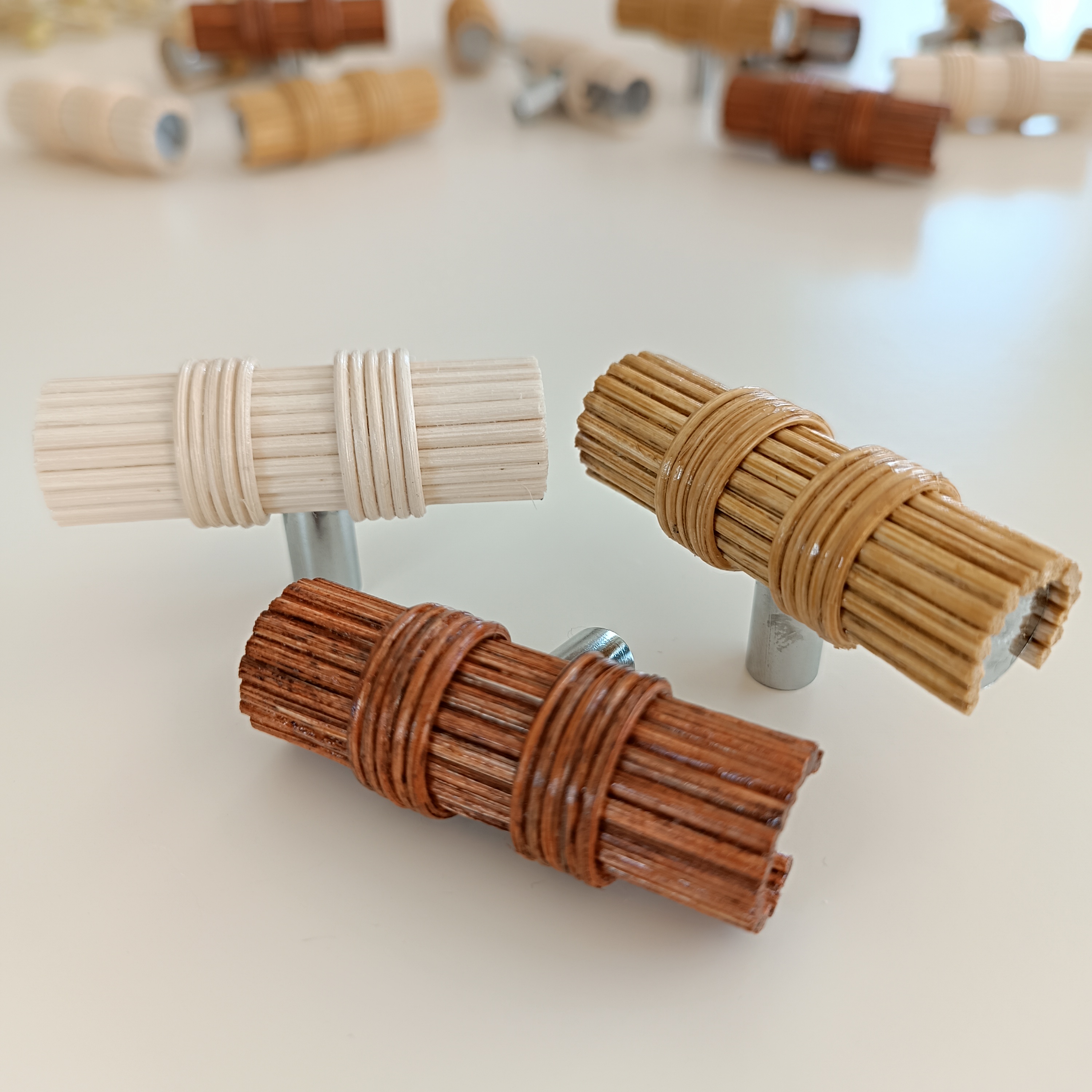 Tek Delikli Rattan Kulp (Kalın), Bohem Rattan Dolap Kulpu