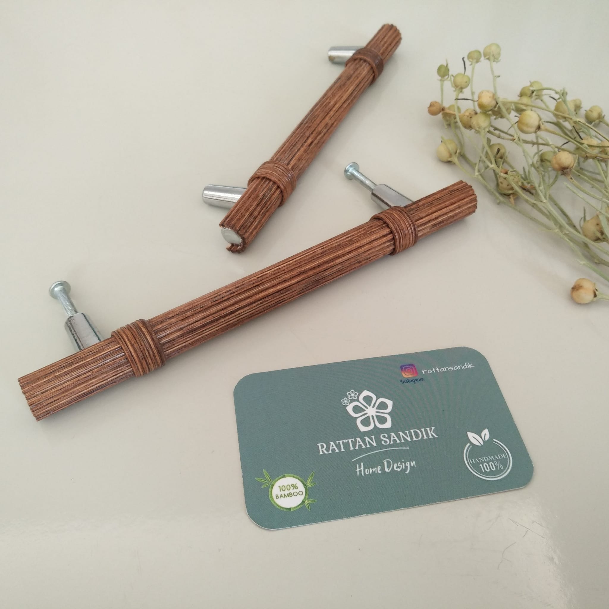 128 mm Koyu Meşe Rattan Kulp