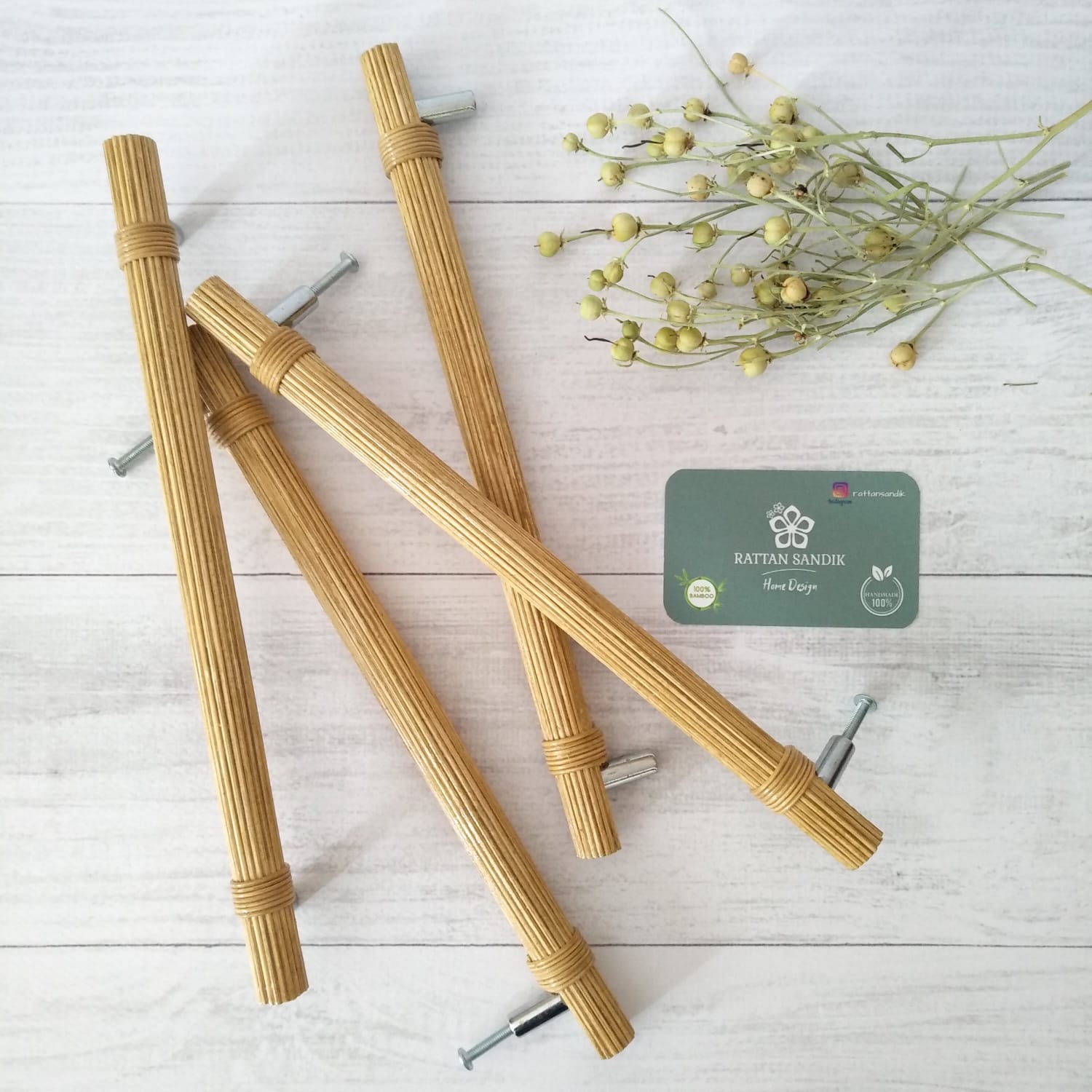 224 mm Açık Meşe Rattan Kulp